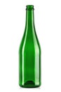 Empty green glass bottle. Isolated on a white background Royalty Free Stock Photo