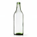 Empty green glass bottle standing upright against a plain backdrop in a well-lit setting Royalty Free Stock Photo