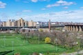 Empty Green Parks and Fields at Randalls and Wards Islands along the East River during Spring Royalty Free Stock Photo