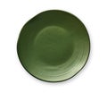 Empty green plate with wavy edge, Frilled plate in wavy pattern, View from above isolated on white background with clipping path Royalty Free Stock Photo