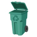 Empty green recycling garbag bin