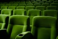 empty green seats in cinema, domestic intimacy, zoom in, up close Royalty Free Stock Photo