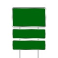 Empty green traffic sign board and pole metal isolated on white background, traffic sign board plate blank copy space, metal green Royalty Free Stock Photo