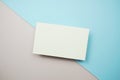 Empty greeting card mockup, horizontal invitation template on blue and pink background