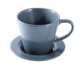 Empty grey coffee cup and saucer on a white background. Royalty Free Stock Photo