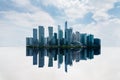 Empty ground floor with a modern cityscape of office buildings in the background Royalty Free Stock Photo