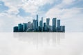 Empty ground floor with a modern cityscape of office buildings in the background Royalty Free Stock Photo