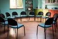 empty group therapy room with chairs in a circle Royalty Free Stock Photo