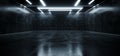 Empty Grunge Concrete Modern Room Ceiling White Led Lights Rectangle Shape Hall Garage Underground Industrial Background 3D