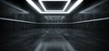 Empty Grunge Concrete Modern Room Ceiling White Led Lights Rectangle Shape Hall Garage Underground Industrial Background 3D Royalty Free Stock Photo