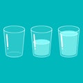 Empty, half and full glass of water Royalty Free Stock Photo