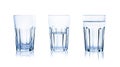 Empty, half and full glasses of water on white Royalty Free Stock Photo