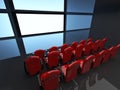 Empty hall of cinema. 3D interior Royalty Free Stock Photo