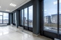 empty hall room with columns, doors and panoramic windows in modern office Royalty Free Stock Photo