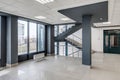 empty hall room with columns, doors and panoramic windows in modern office Royalty Free Stock Photo