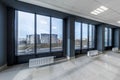 empty hall room with columns, doors and panoramic windows in modern office Royalty Free Stock Photo