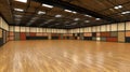 Empty hall with wooden floor and modular panels, A Spacious Interior Theme Royalty Free Stock Photo