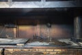 Empty pit room of old Texas BBQ Meat Market in West Texas, Ameri Royalty Free Stock Photo