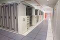 Empty hallway of server towers Royalty Free Stock Photo