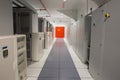 Empty hallway of server towers Royalty Free Stock Photo