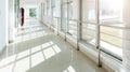 Empty hallway with sunlight and shadow in hospital Royalty Free Stock Photo