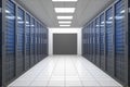 Empty hallway of tower servers Royalty Free Stock Photo