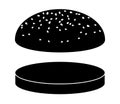 Empty hamburger roll silhouette vector symbol icon design. Royalty Free Stock Photo
