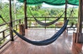 Empty hammocks at a jungle resort Royalty Free Stock Photo