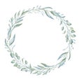 Empty hand drawn leaf wreath watercolor frame