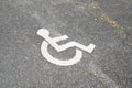 Empty handicapped reserved parking space with wheelchair parked symbol disabled person sign Royalty Free Stock Photo