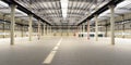 Empty Hangar delivery warehouse 3d render image Royalty Free Stock Photo