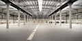 Empty Hangar delivery warehouse 3d render image Royalty Free Stock Photo