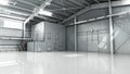Empty Hangar delivery warehouse 3d render image Royalty Free Stock Photo