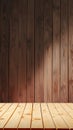 Empty hardwood table on raintree wooden wall background Royalty Free Stock Photo