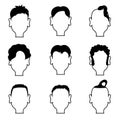 Empty heads outline with hairstyles