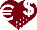 An empty heart that loves only money, human greed, love for money, a corrupt heart, success