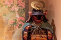 Empty helmet atop authentic samurai armor Royalty Free Stock Photo