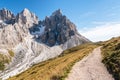 Deserted winding alpine path on a clear autumn day Royalty Free Stock Photo