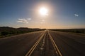 Empty highway asphalt road and beautiful sky sunset landscape. Royalty Free Stock Photo