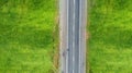 Empty highway asphalt rural road. Top view