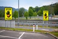 Empty highway in the austrian countryside with the STOP/ FALSCH stop / false sign to warn the drivers Royalty Free Stock Photo