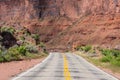 Empty highway in caÃÂ±on and Mesa country of Southern Utah Royalty Free Stock Photo