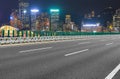 Empty highway and Hong Kong victoria skyline at night,china Royalty Free Stock Photo