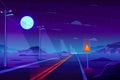 Empty highway in night dessert cartoon vector Royalty Free Stock Photo