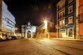 Empty, historic street of Lisbon during the night Royalty Free Stock Photo