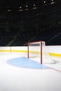 An empty hockey in an empty arena