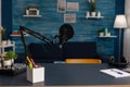 Empty home recording studio with podcast equippment Royalty Free Stock Photo