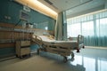 Empty hospital bed intended for hospitalized patients.