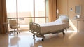 Empty Hospital Bed In A Quiet Room. Generative AI