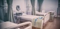 Empty hospital beds in hospital